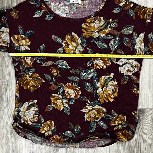 Revive Flowers Vintage Red Women's XL Long Sleeve Shirt - Picture 6 of 8